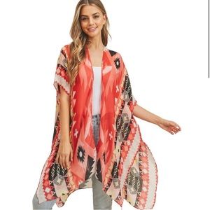 New Coral Bohemian Tribal
Print Kimono